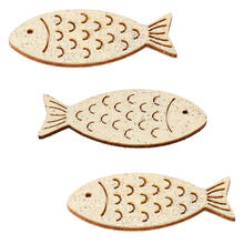 NEU Holz-Fische mit Glimmer, 40 mm, Beutel mit 6 St�ck, natur