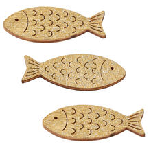 NEU Holz-Fische mit Glimmer, 40 mm, Beutel mit 6 St�ck, gold