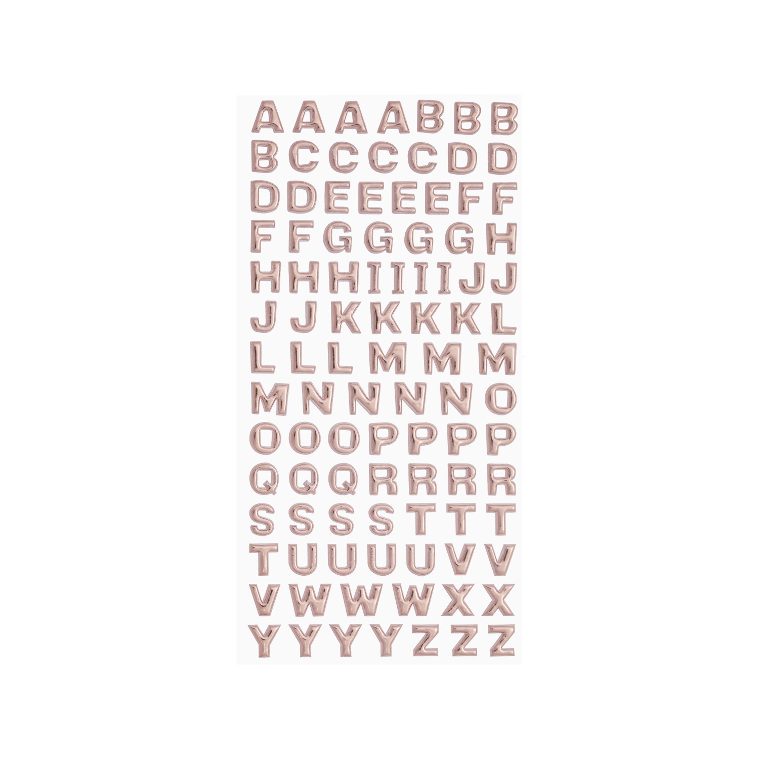 NEU SOFTY 3-D Sticker / Aufkleber, Großbuchstaben / Alphabet, rosé-gold, 1 Bogen