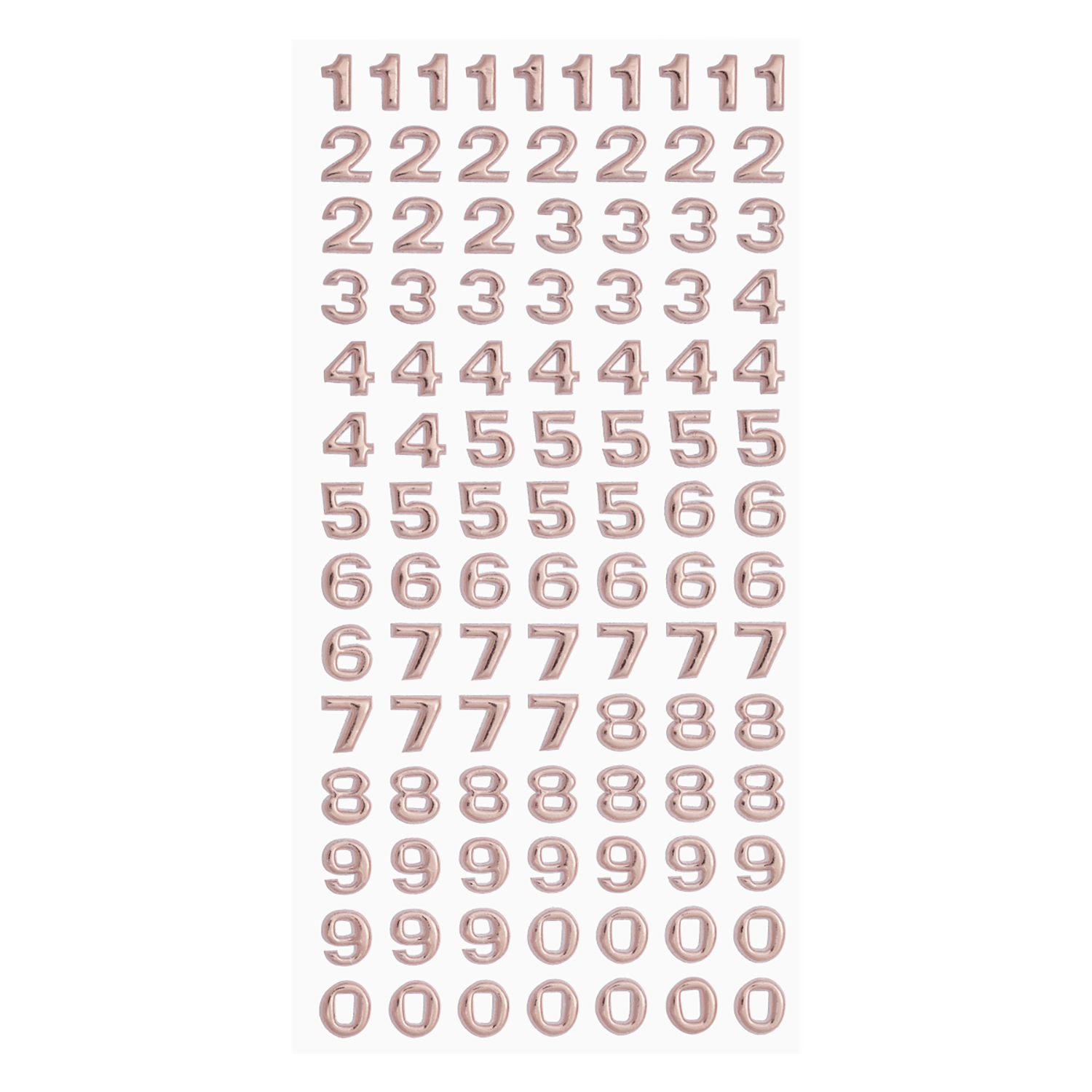 NEU SOFTY 3-D Sticker / Aufkleber, Zahlen, ros-gold, 1 Bogen