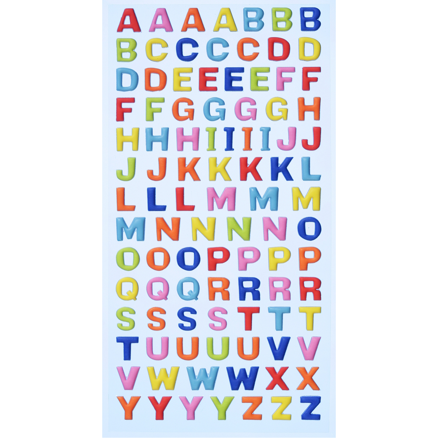 NEU SOFTY 3-D Sticker / Aufkleber, Grobuchstaben / Alphabet, bunt, 1 Bogen
