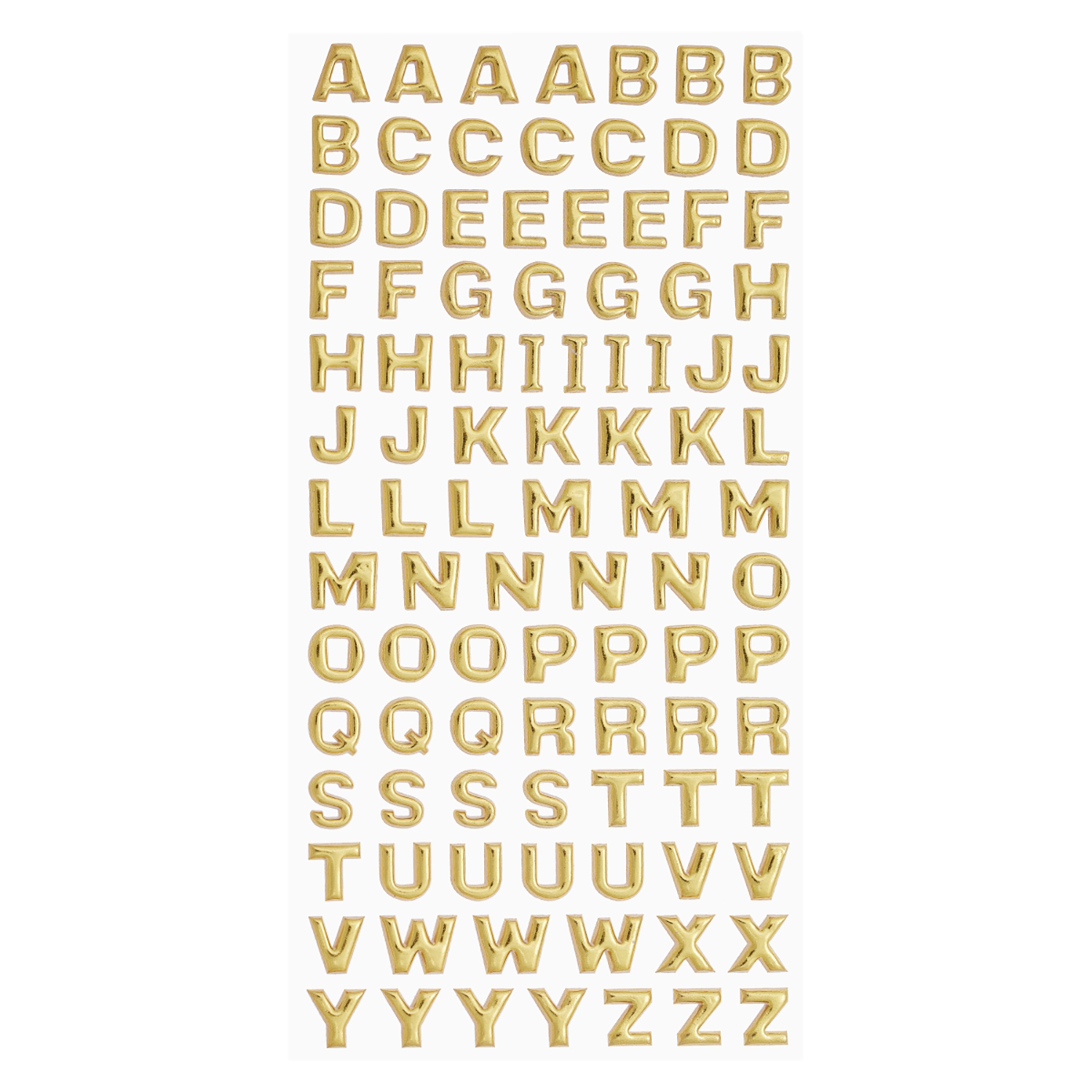 NEU SOFTY 3-D Sticker / Aufkleber, Grobuchstaben / Alphabet, gold, 1 Bogen