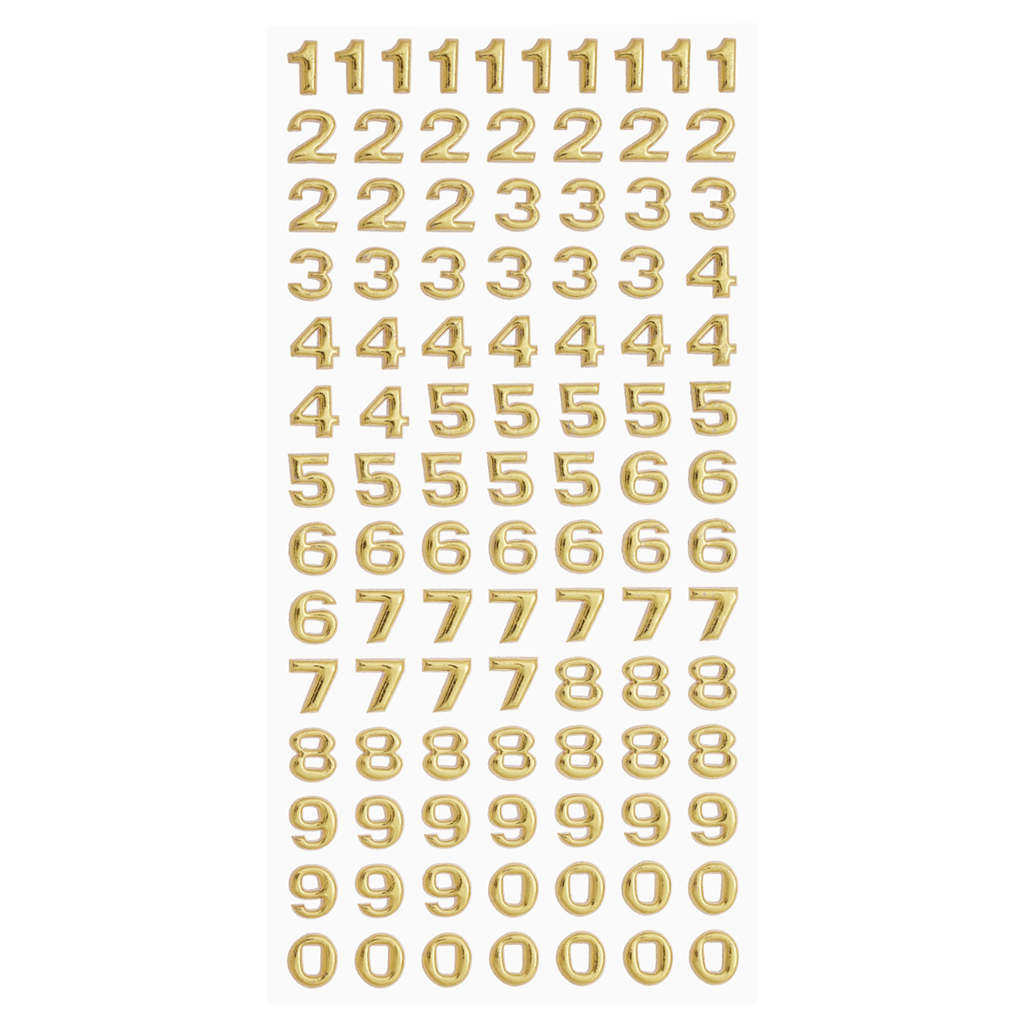 NEU SOFTY 3-D Sticker / Aufkleber, Zahlen, gold, 1 Bogen