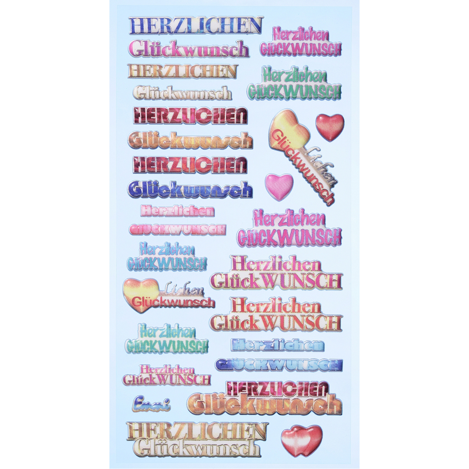 NEU SOFTY 3-D Sticker / Aufkleber, Herzlichen Glckwunsch, 1 Bogen