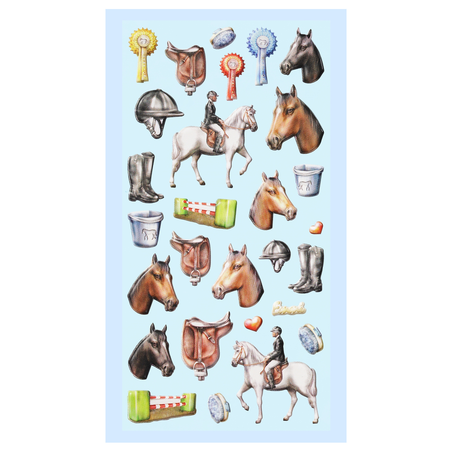 NEU SOFTY 3-D Sticker / Aufkleber, Reiten, 1 Bogen