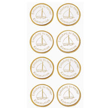 NEU Sticker Einladung Kommunion, Schiff gold, Beutel mit 8 Stck