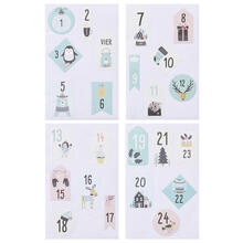 NEU Sticker Adventszahlen 1-24, pastell-bunt modern