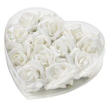 NEU Deko-Rosen, weiss, Gre 5 cm, Herzbox mit 12 Stck