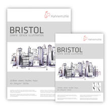 NEU Hahnemühle Bristol Block, 250g/m², 20 Blatt - Verschiedene Formate