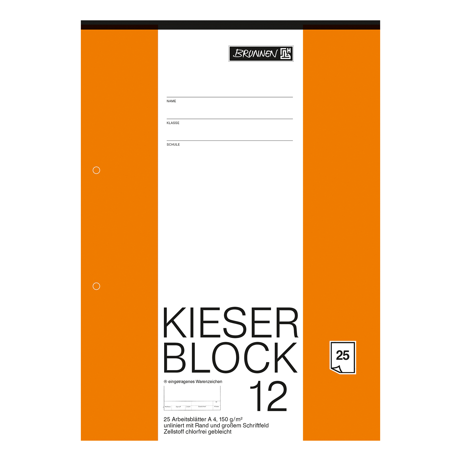 NEU Kieser-Zeichenblock, DIN A4, 150g, 25 Blatt, unliniert und gelocht