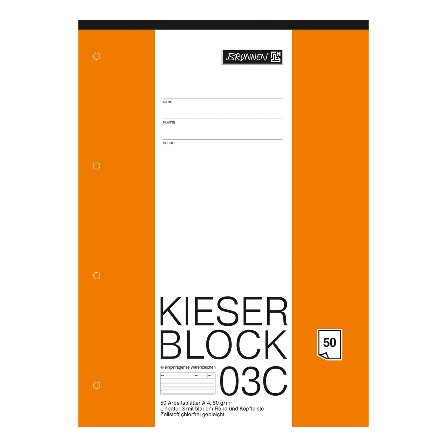 NEU Kieserblock Lineatur 03, 80g, 50 Blatt, gelocht