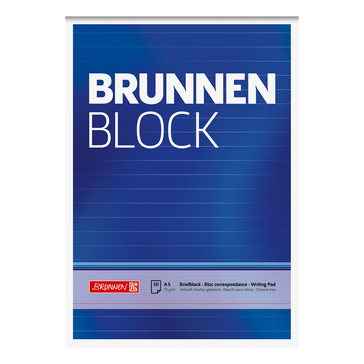 NEU Brunnen-Block DIN A5, 70g, 50 Blatt ungelocht, liniert