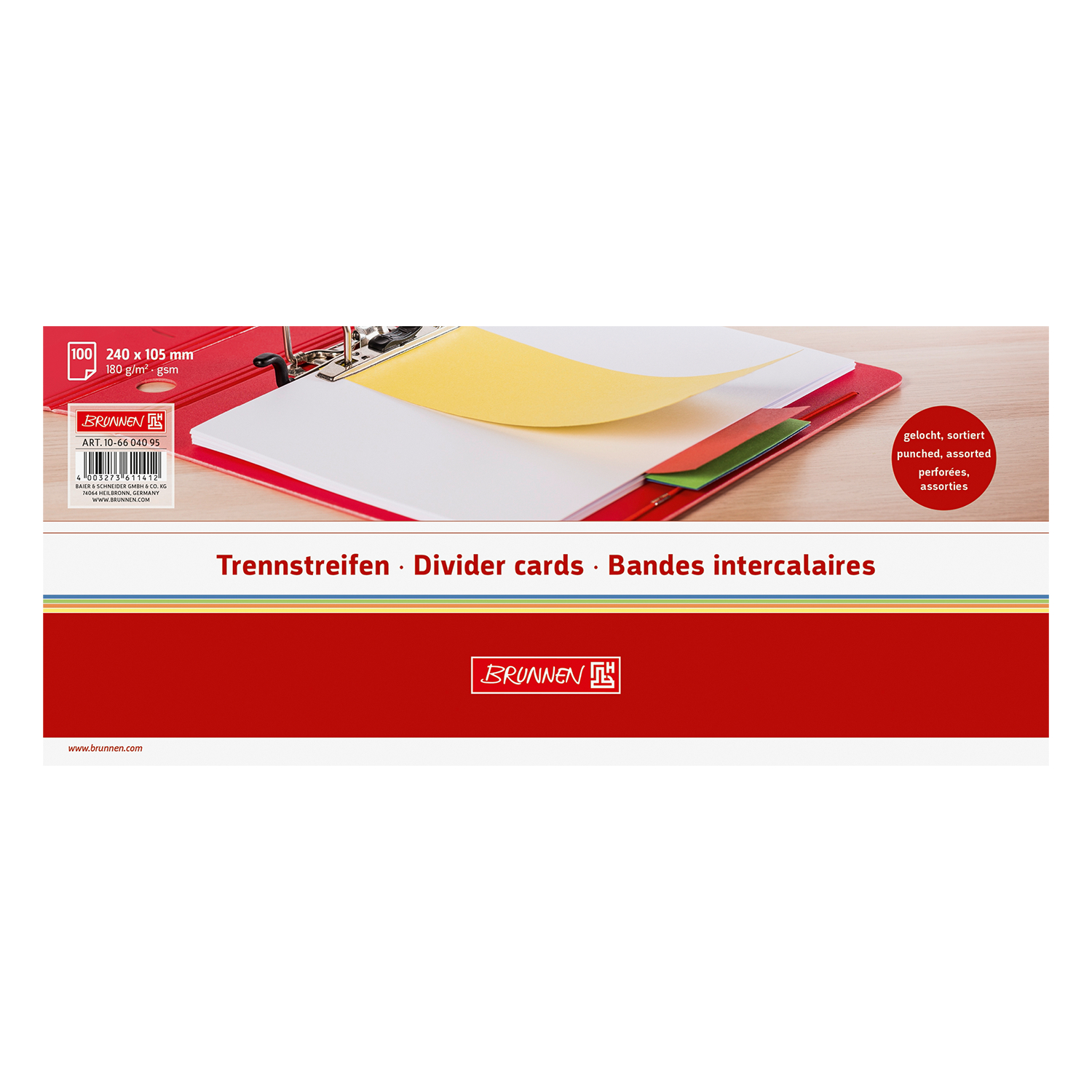 NEU Trennstreifen aus Karton, 10,5x24cm, 100 St�ck, bunt sortiert