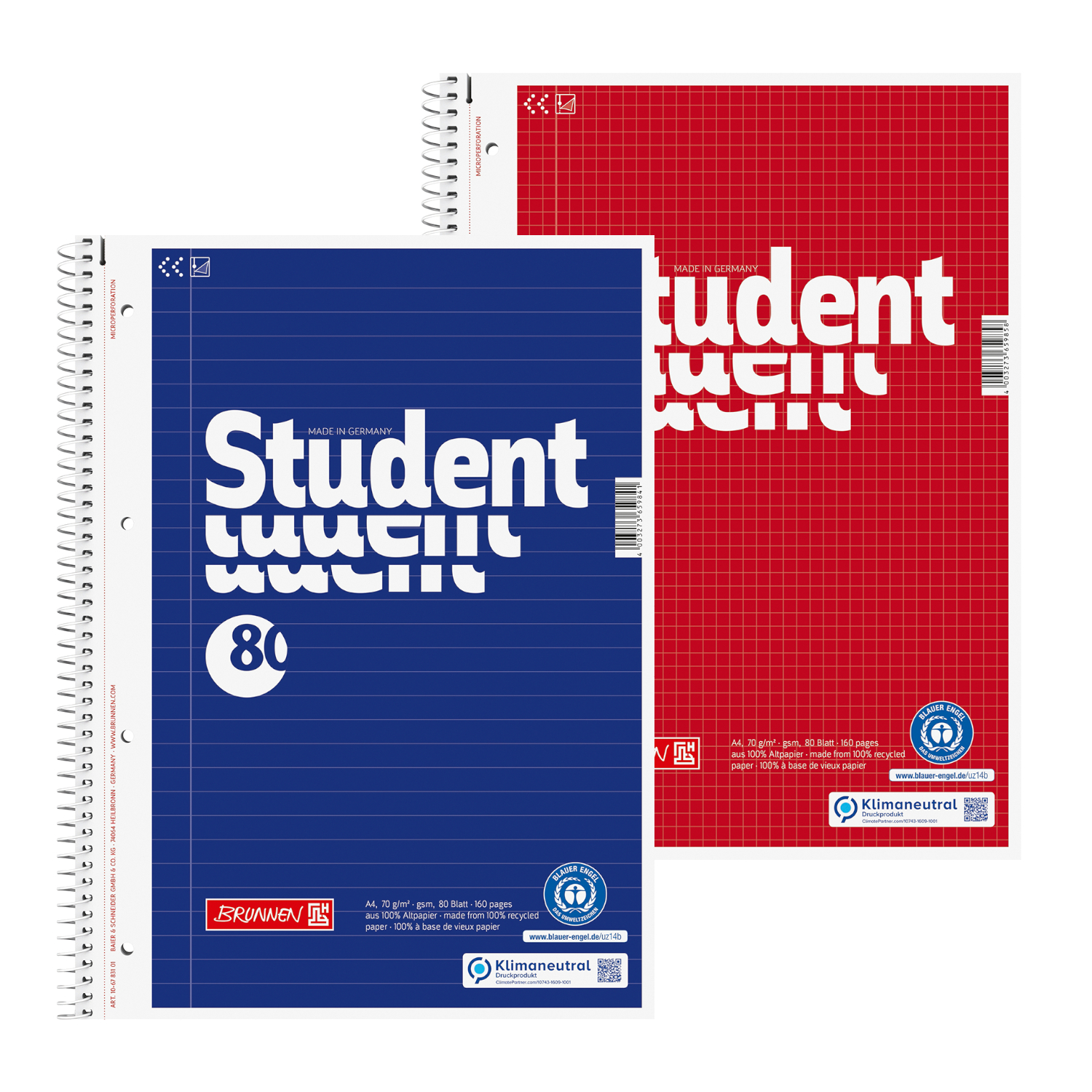 NEU College-Block DIN A4 70g, RCP blauer Engel - Verschiedene Lineatur