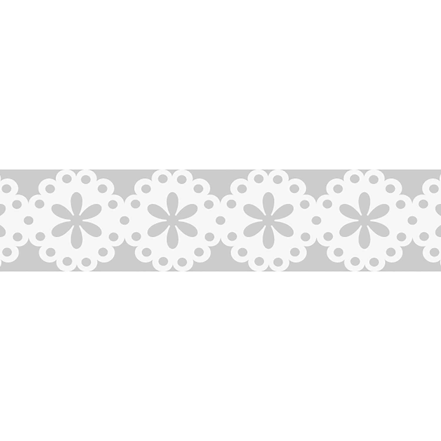 NEU Papierspitze selbstklebend, 2 m x 10 mm, Blumen Weiß