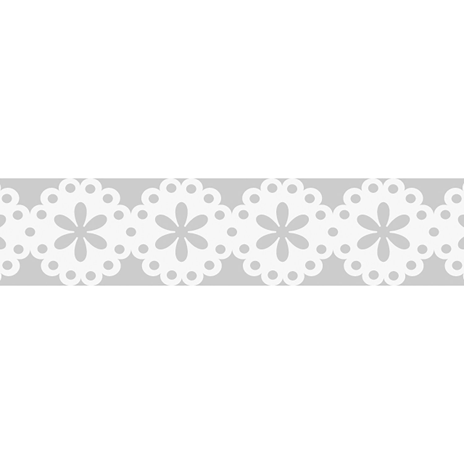 NEU Papierspitze selbstklebend, 2 m x 10 mm, Blumen Wei