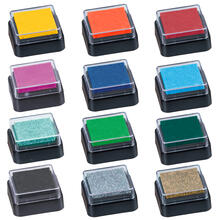 NEU Stempelkissen Mini, 3 x 3 cm, auf Öl/Wasser-Basis - Verschiedene Farben