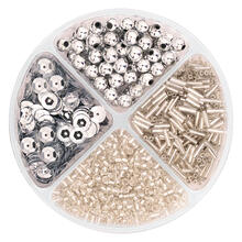 Perlen- / Pailletten-Set, 30g, silber
