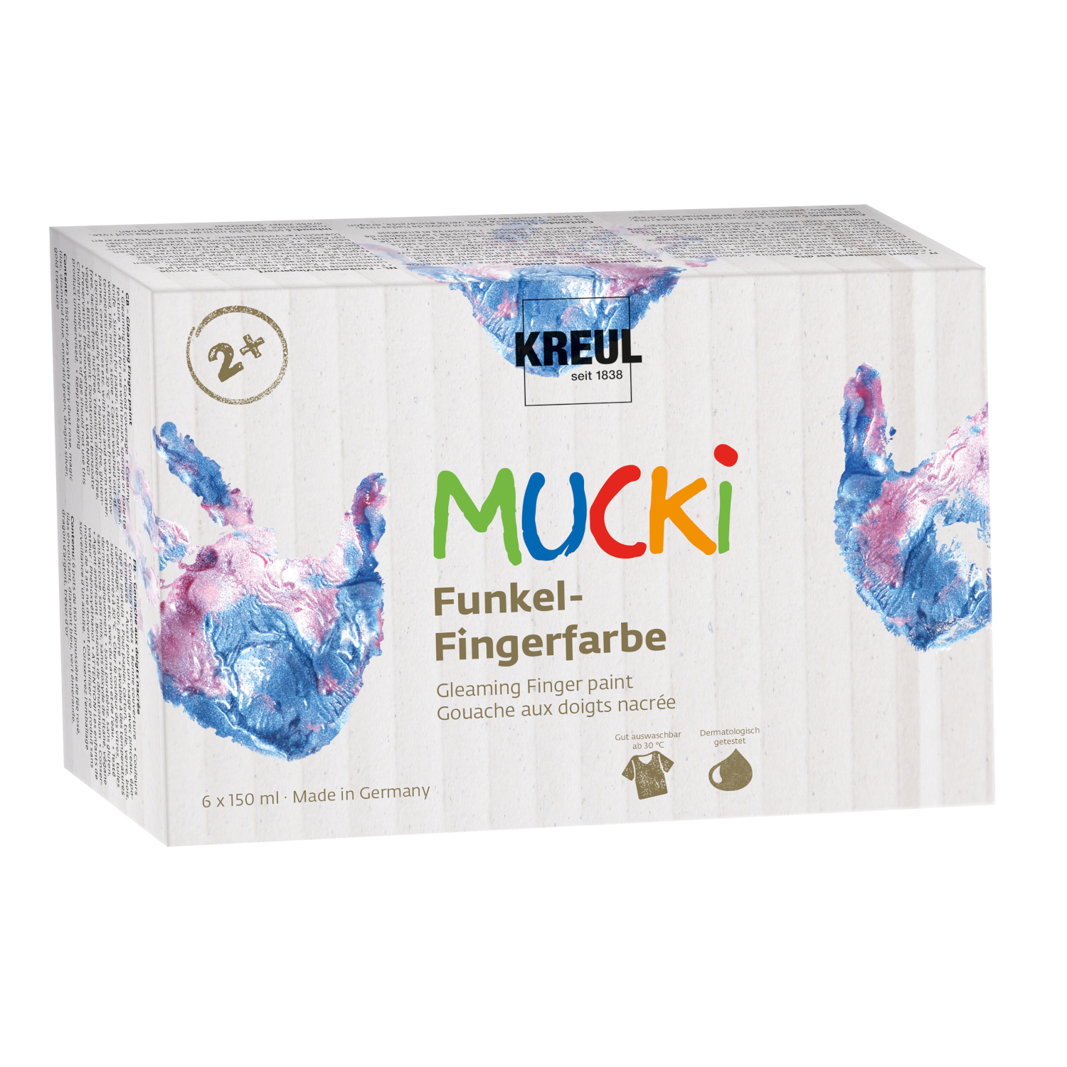 NEU Mucki Funkel-Fingerfarbe 6er Set 150 ml