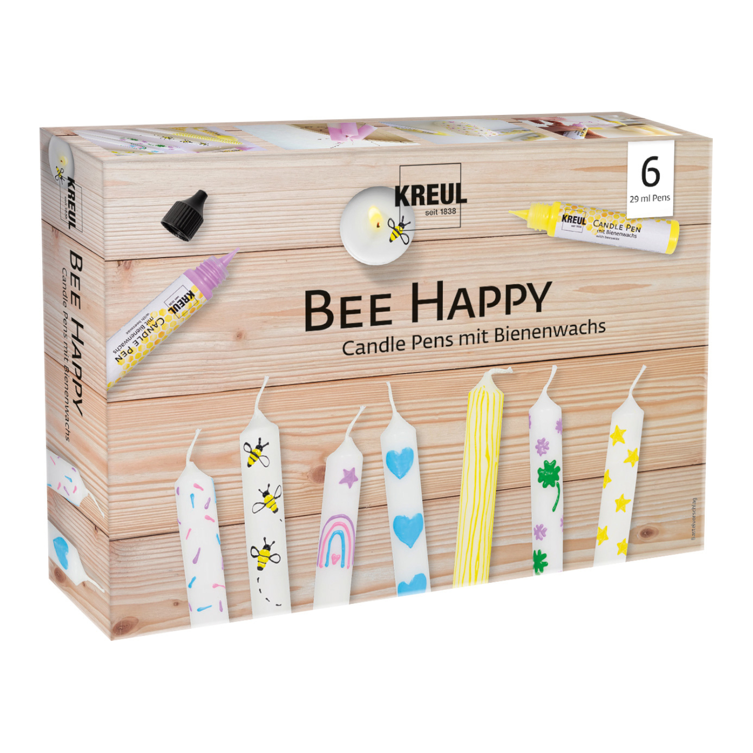 NEU KREUL Candle Pen / Kerzen-Stift 6er Set Bee Happy