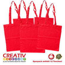 Sparpack, Baumwolltasche Rot, 12 Stck