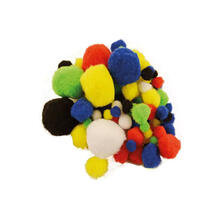 Pompons im Beutel, 100 Stk., 10-45mm, Bunt