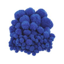 Pompons im Beutel, 100 Stk., 10-45mm, Blau