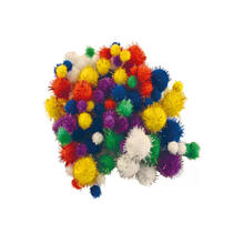 Pompons im Beutel, 100 Stk., 10-25mm, Glitzer