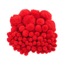 Pompons im Beutel, 100 Stk., 10-45mm, Rot