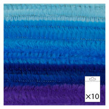Chenilledraht / Pfeifenputzer / Biegeplsch, 8mm x 50cm, 10 Stk., Mix Blautne