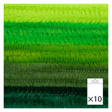 Chenilledraht / Pfeifenputzer / Biegeplsch, 8mm x 50cm, 10 Stk., Mix Grntne