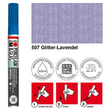 SALE Marabu Porzellan & Glas Stift Glitter-Lavendel