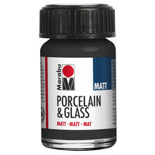 NEU Marabu Porcelain & Glass Matt, Glasmalfarbe / Porzellanfarbe 15 ml, Schwarz