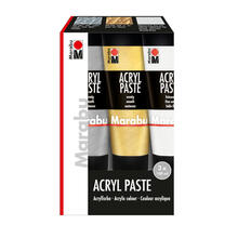 NEU Marabu Acryl Pasten Set, 3x 100 ml in Feinsand, Silber, Gold