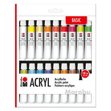 NEU Marabu Acrylfarben-Set BASIC, 18 x 12 ml Tuben