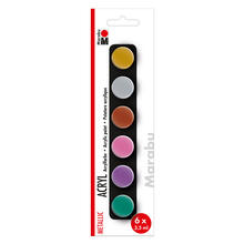 NEU Marabu Acrylfarben-Set METALLIC, 6 x 3,5 ml