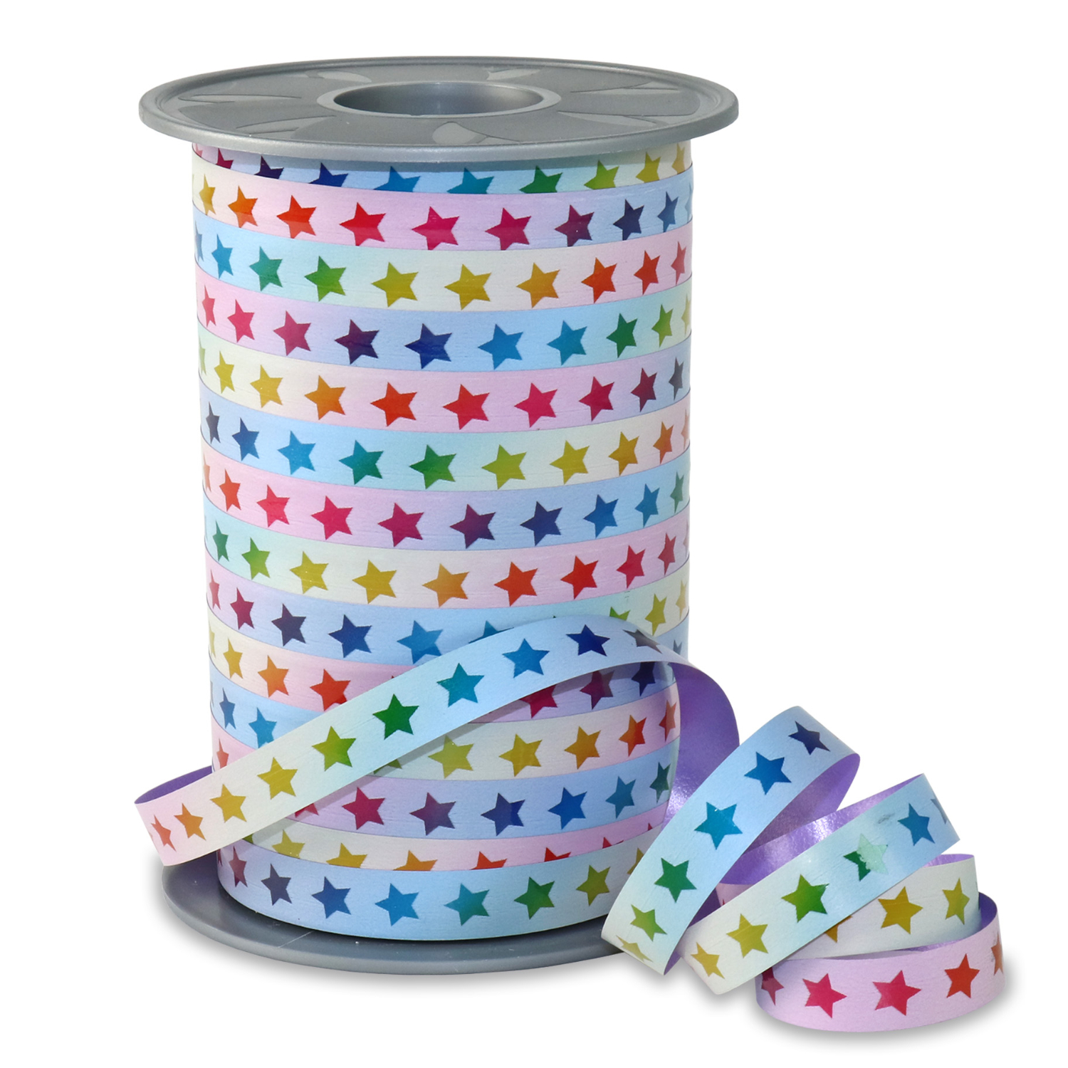 SALE Rainbow-Pastell Sterne Geschenkband, Breite 10mm, Lnge 200m