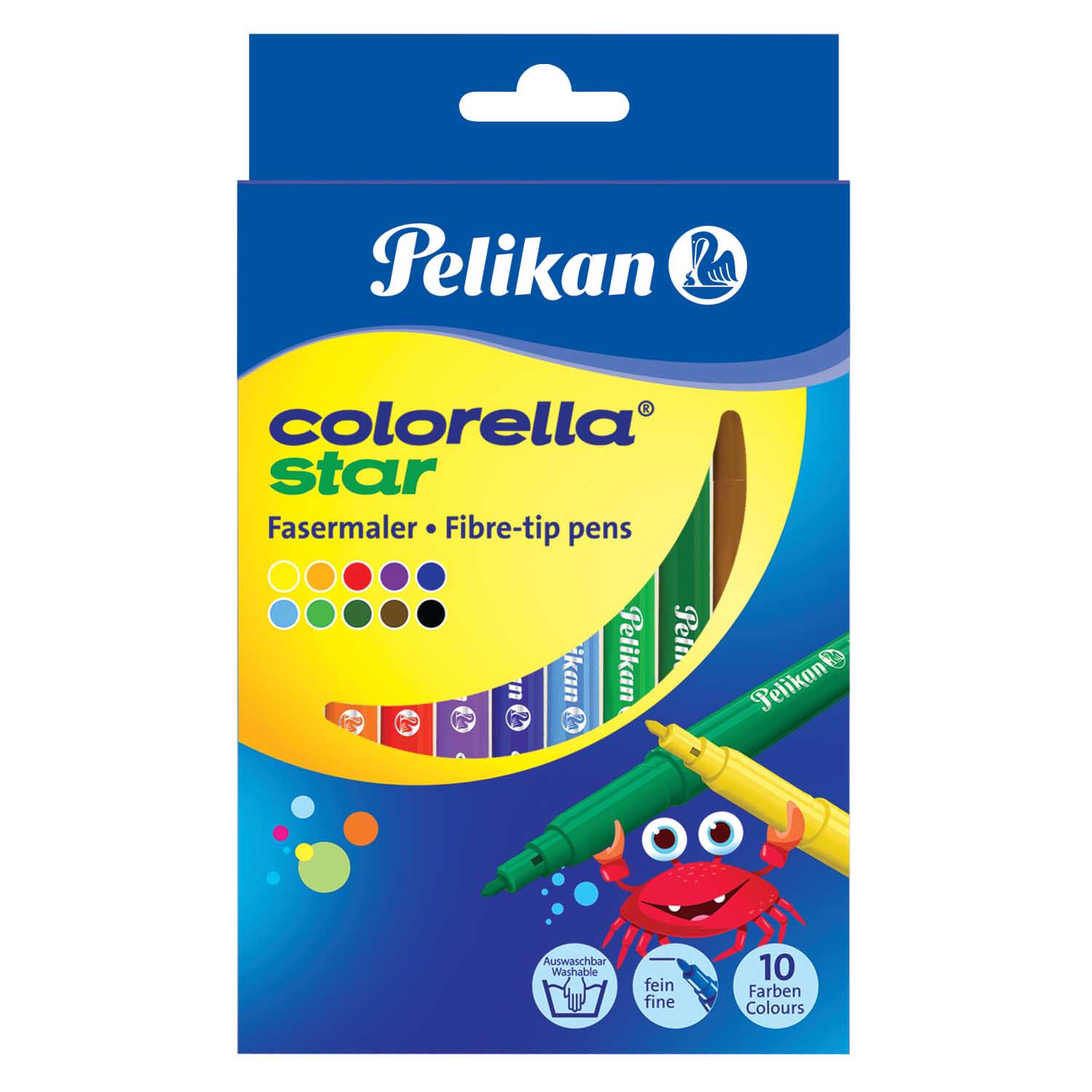 SALE Pelikan Filzstifte / Fasermaler Colorella Star, 10 Farben