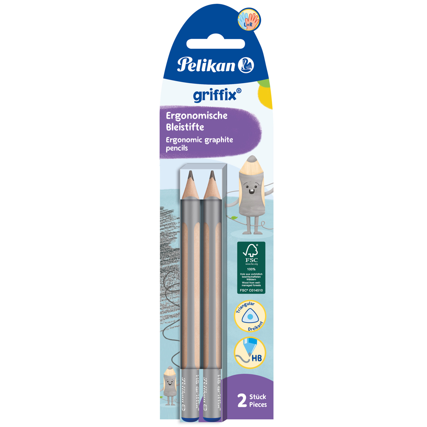NEU Pelikan Griffix Ergonomische Bleistifte, 2 Stck, Strke HB