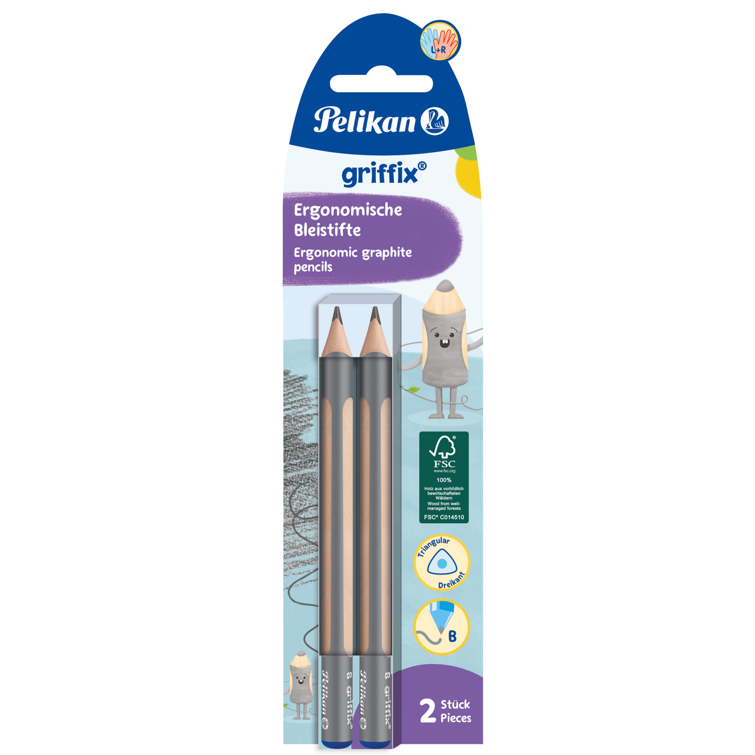 NEU Pelikan Griffix Ergonomische Bleistifte, 2 Stck, Strke B