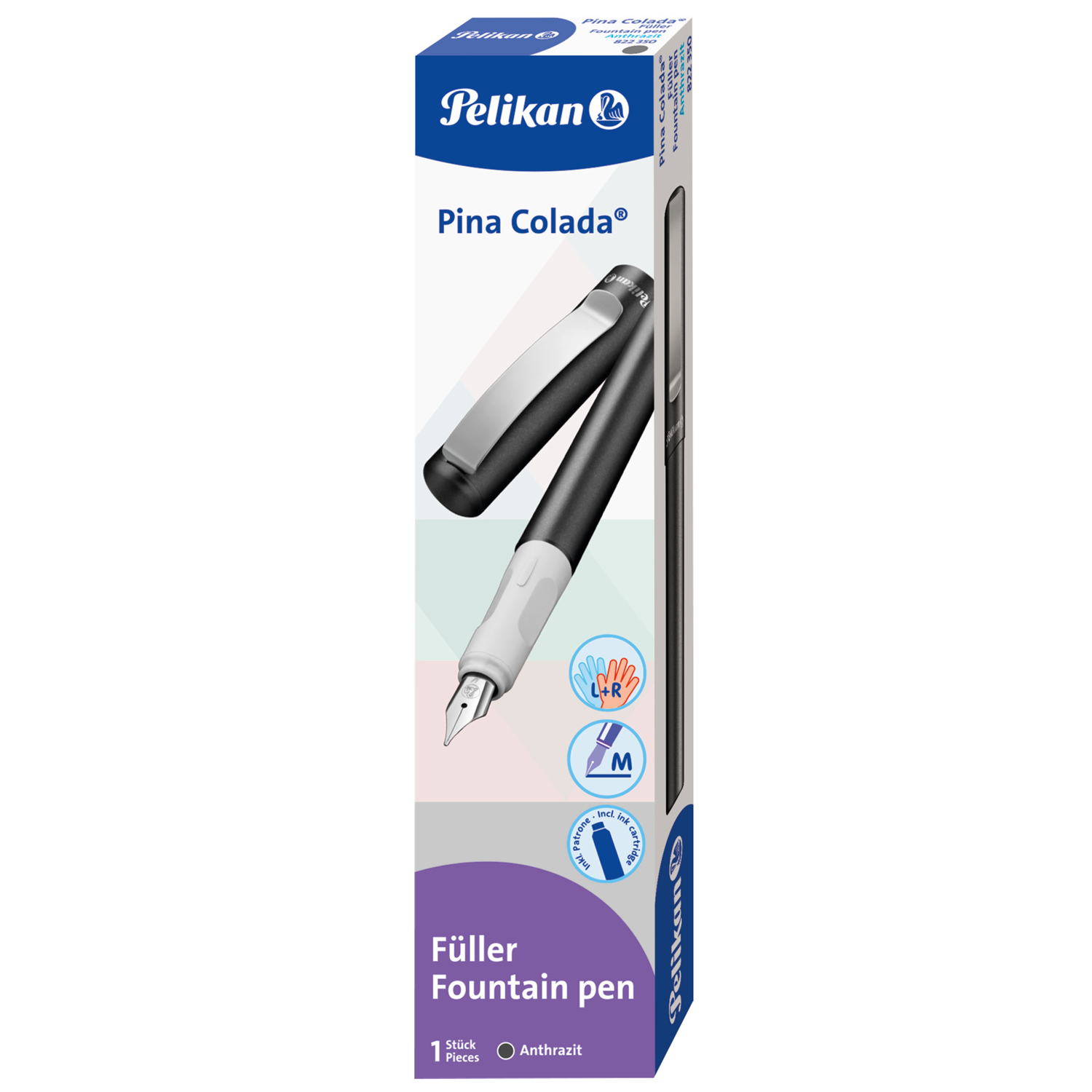 Pelikan F�llhalter Pina Colada f�r Links- und Rechtsh�nder, Anthrazit Metallic