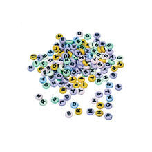 Plastik-Buchstaben-Perlen, rund, 8 mm, 40 g, sort.