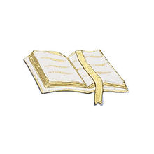 SALE Wachsmotiv Gebetbuch, 5 x 2,5 cm, wei / gold