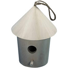 SALE Vogelhaus aus Holz rund mit Dach 12,5x18cm