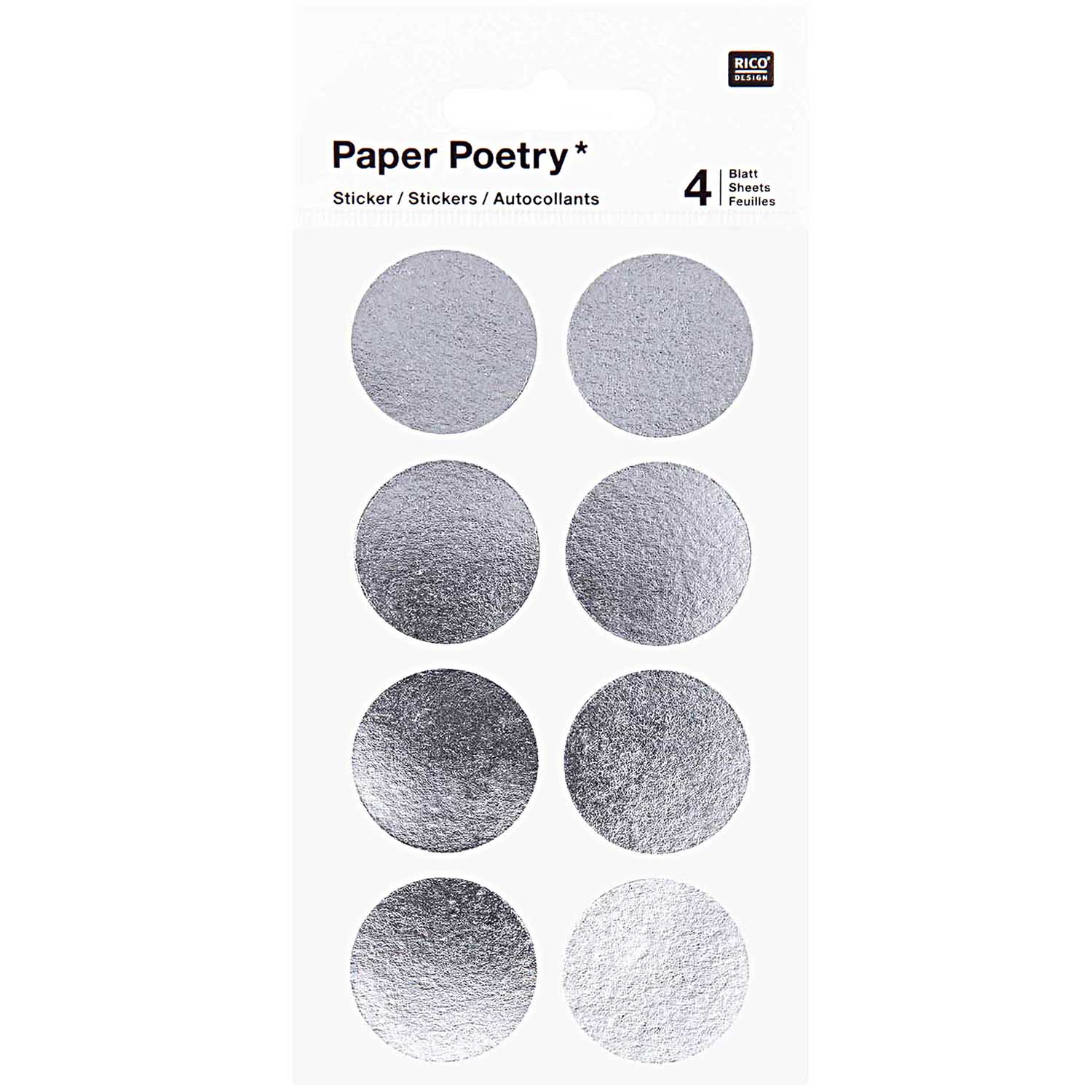 NEU Papiersticker Punkte, silber, 25 mm, 4 Blatt