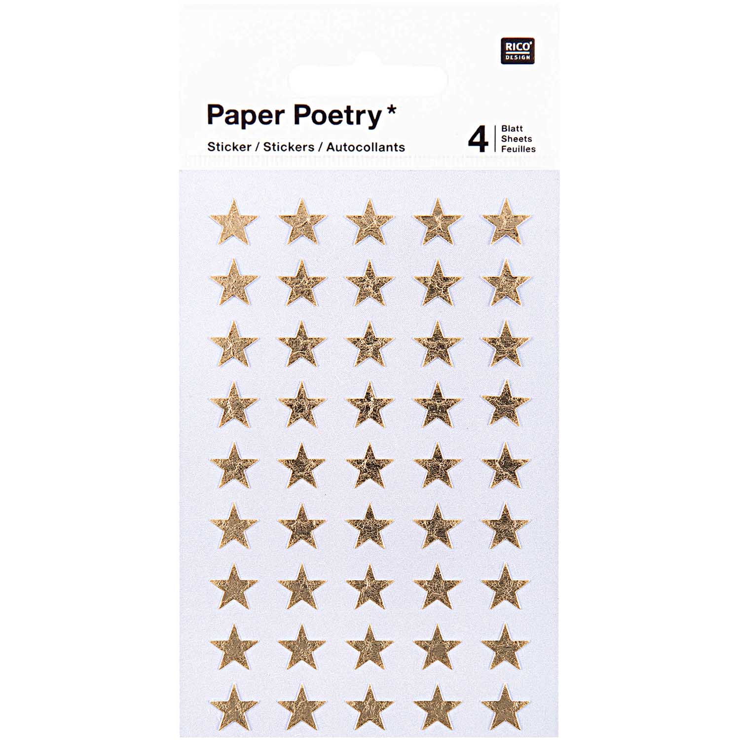 NEU Papiersticker Sterne, gold, 10 mm, 4 Blatt