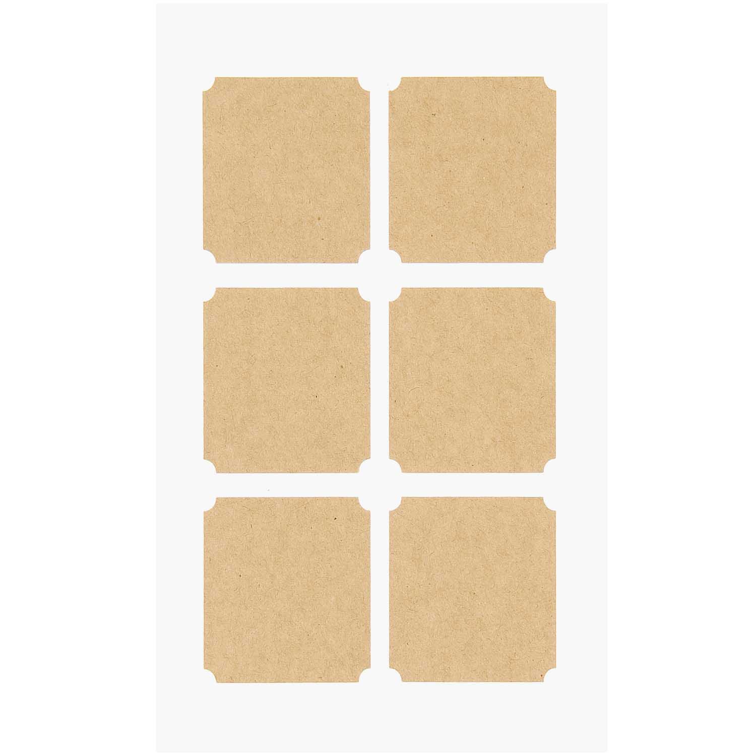 NEU Kraftpapier Sticker Etiketten, eckig, 4 Blatt
