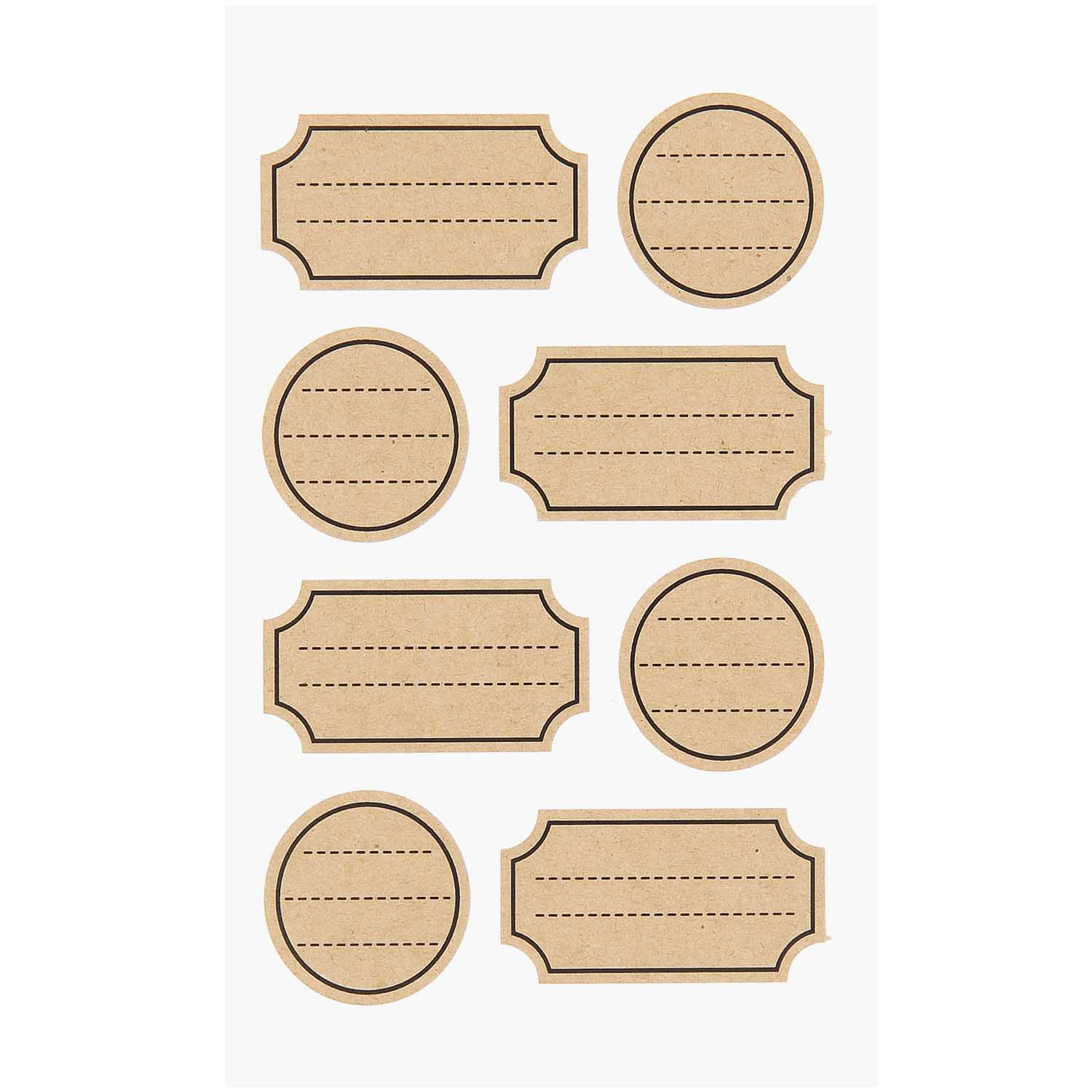 NEU Kraftpapier Sticker Etiketten, bedruckt, 4 Blatt