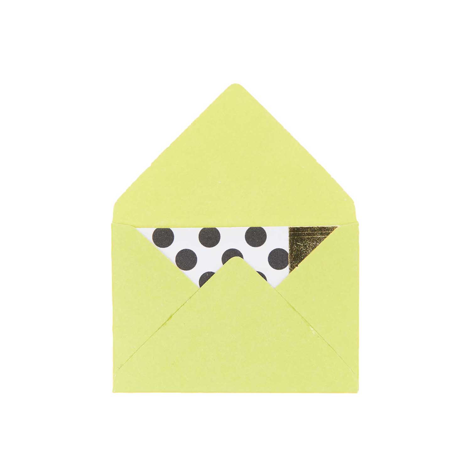 NEU Mini Briefumschläge & Karten, 3 x 4,5 cm, 10 Stück, Hellgrün - Hot Foil Gold