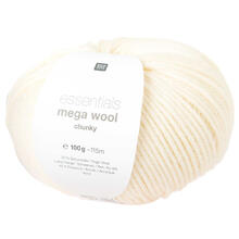 Essentials Mega Wool Chunky Strickgarn, 55% Schurwolle und 45% Polyacryl, 100 g, Creme